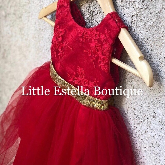 NWT Girls Red Formal Party Boutique Dress - Picture 4 of 8